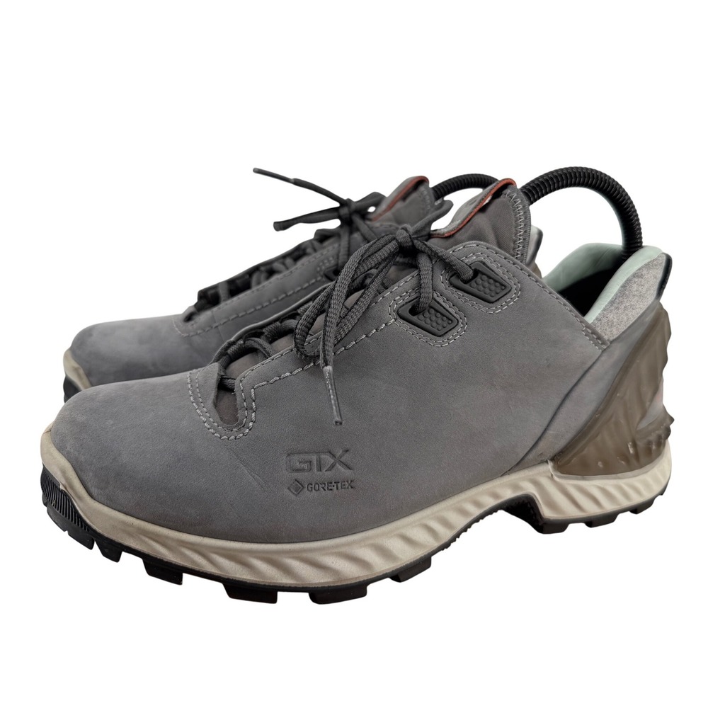 ECCO Exohike Low Gore-Tex Hiking Shows Gray Nubuck Womens 39 US 8-8.5